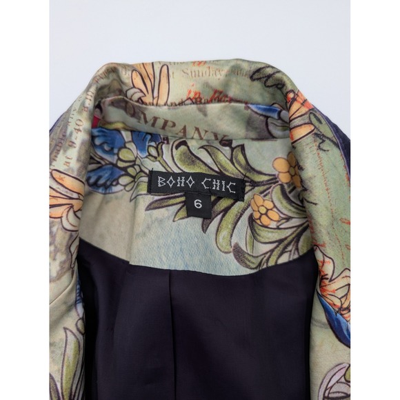 BOHO CHIC Tattoo Floral Lace Up Blazer Jacket Women Size 6 - Picture 9 of 16